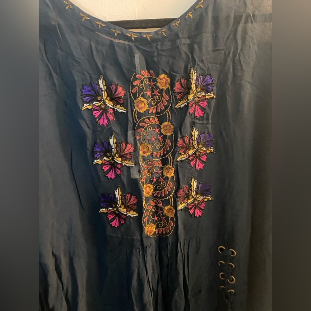 Free People Blue Deep Jewel Casual Dress Nwt L - Picture 3 of 7